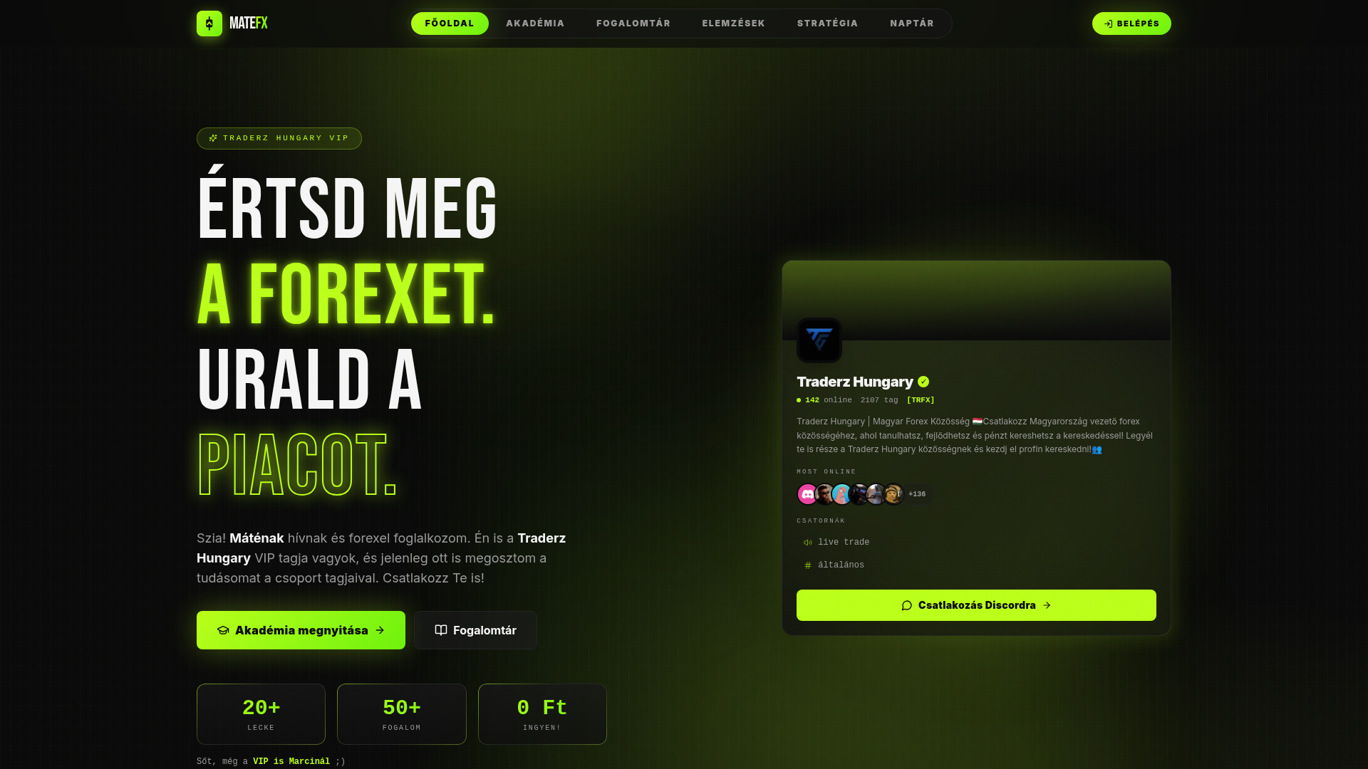 MateFX weboldal előnézet